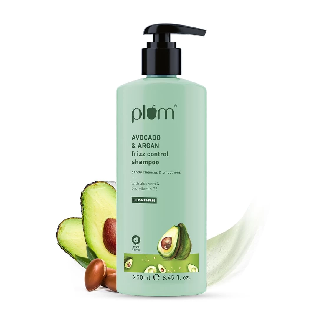 Plum Avocado & Argan Frizz Control Shampoo | for Curly, Wavy & Frizzy Hair | Sulphate & Parabens Free