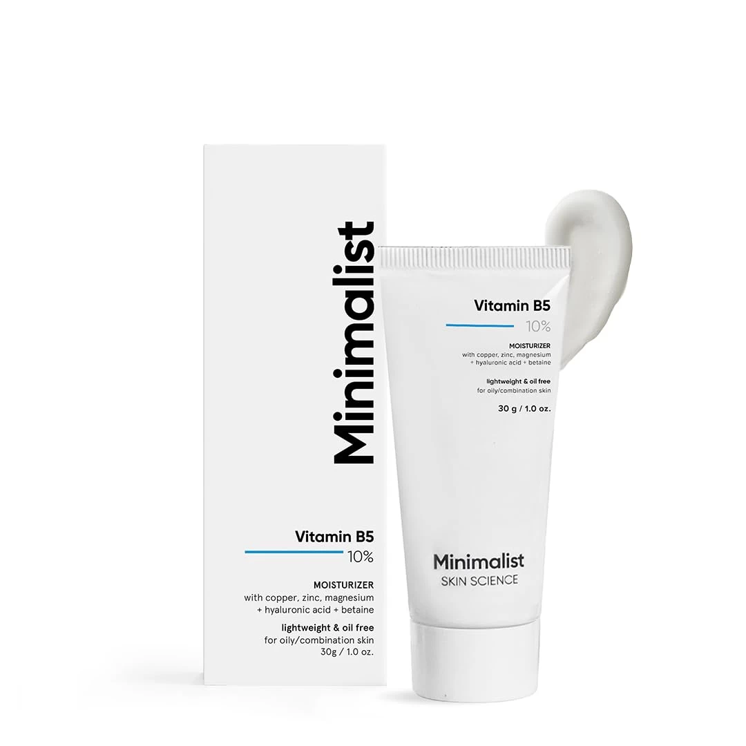 Minimalist Vitamin B5 10% Oil-Free Moisturizer for Face, Lightweight Gel Moisturizer for Oily & Combination Skin, Barrier Repair Face Cream with Glycerine
