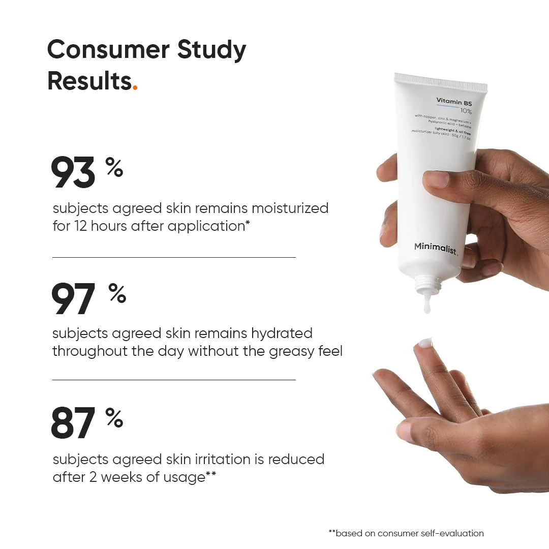 Minimalist Vitamin B5 10% Oil-Free Moisturizer for Face, Lightweight Gel Moisturizer for Oily & Combination Skin, Barrier Repair Face Cream with Glycerine
