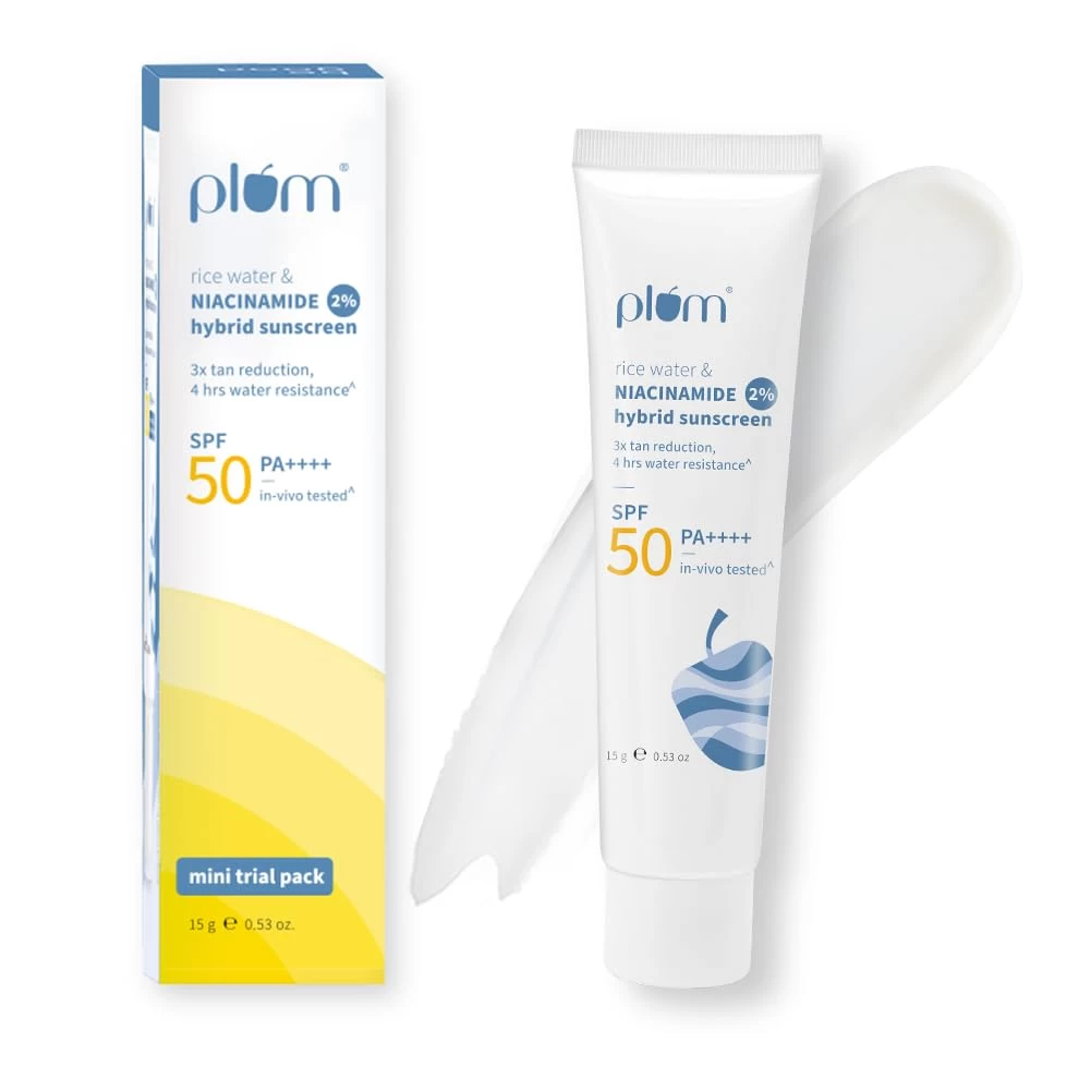 Plum 2% Niacinamide & Rice Water Sunscreen SPF 50 PA+++ | for Oily, Dry & Combination Skin
