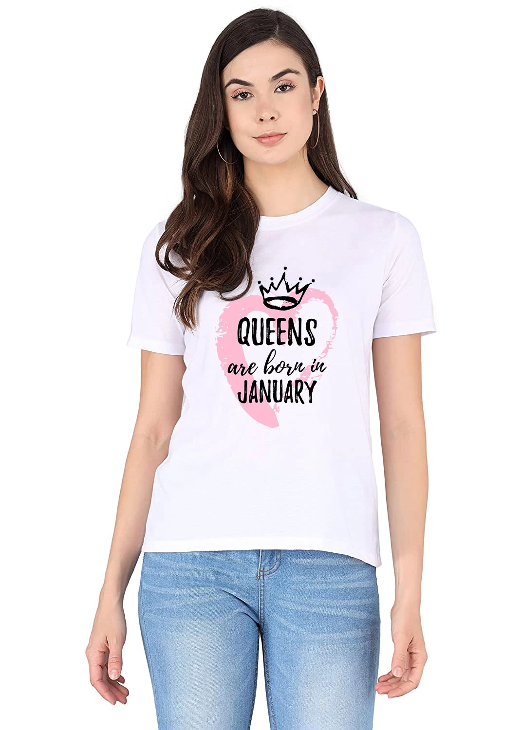 KING Women Printed Round Neck Polycotton T-Shirt