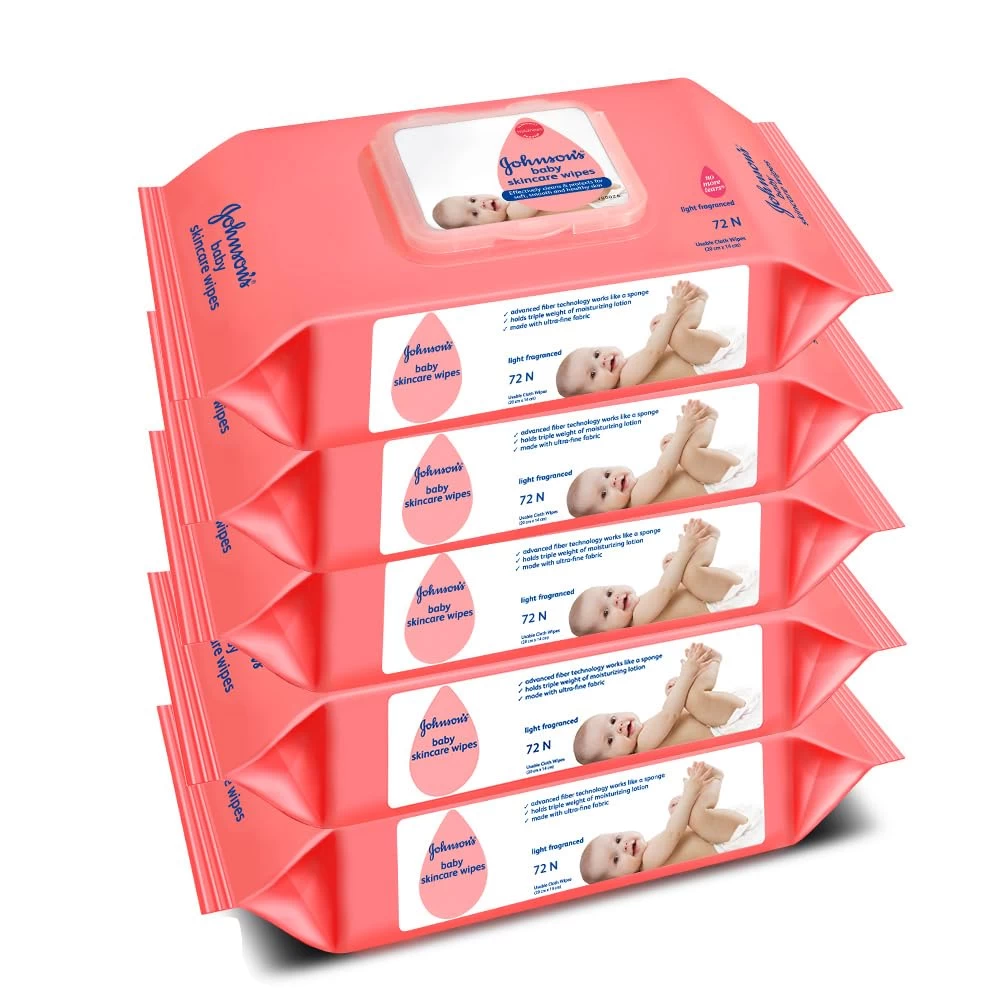Johnson & Johnson Baby Wipes Pack Of 4 (80 Wet Wipes Per Pack )