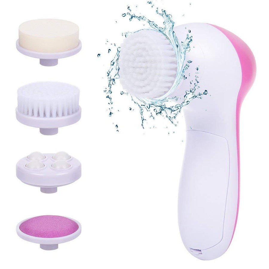 Painless Facial Brush Set with 4 Interchangeable Face Scrubber for Deep Cleansing, Gentle Exfoliation, Blackhead Removal, Massage, Skin Care